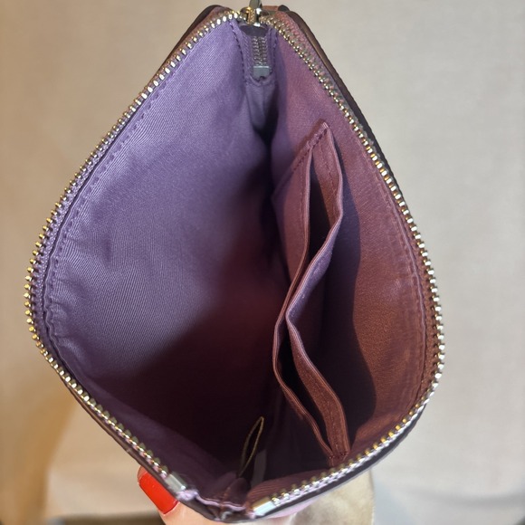 NWT Coach Lilac Purple Zip Wristlet Cross Grain Leather Shiny Metallic‎ Shimmer - Picture 8 of 9